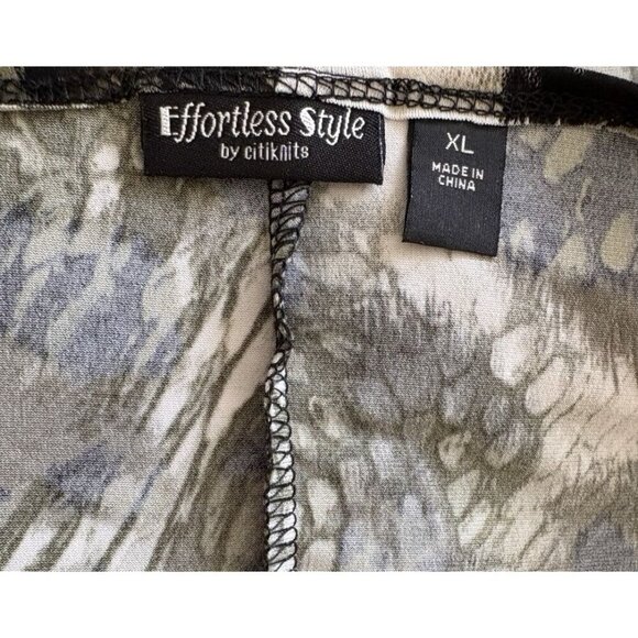 Citiknits XL Green-Black Animal Print Crew Neckline 3/4 Sleeve Above Knee Dress - Picture 6 of 6